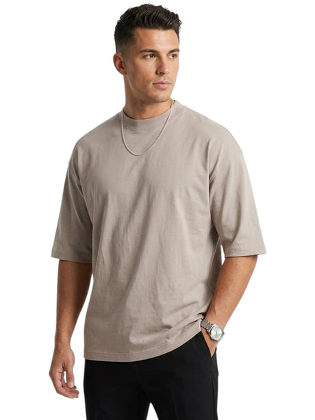 Image for Men's Plain Solid Top,Beige