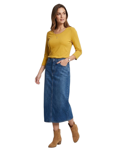Image for Women's Plain Solid Top,Mustard Yellow