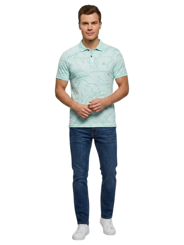 Image for Men's Printed Top,Mint Blue
