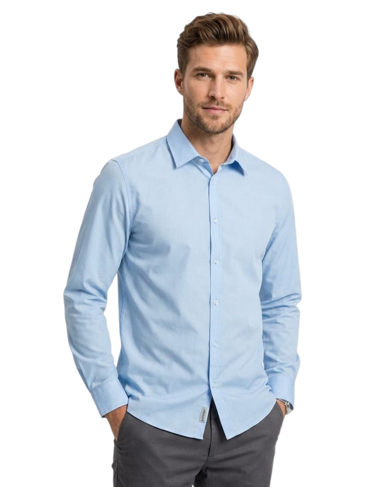 Image for Men's Plain Dress Shirt,Light Blue