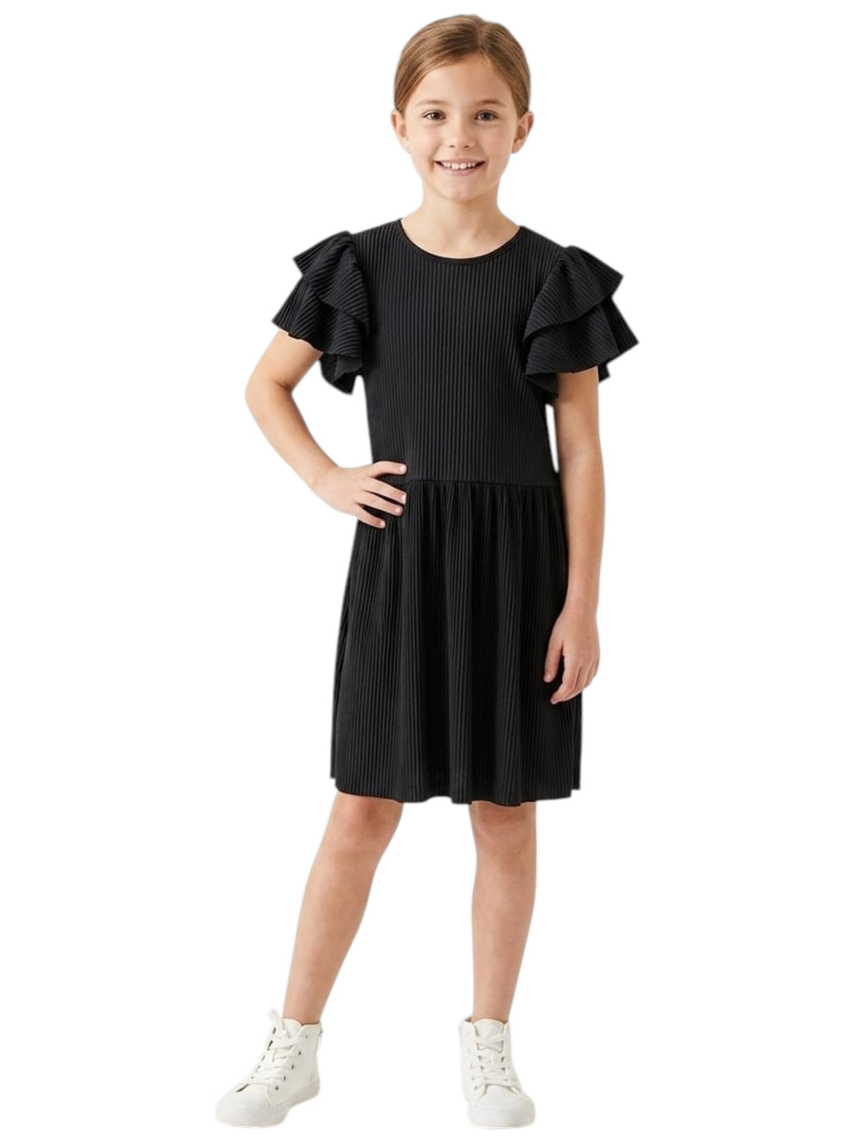 Image for Kids Girl's Ribbed Dress,Black