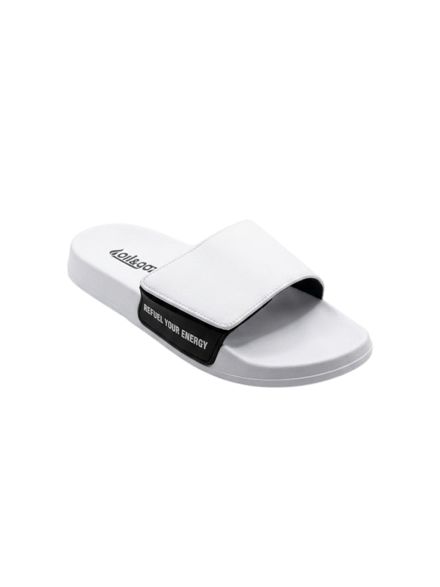 Image for Men's Logo Patched Slippers,White