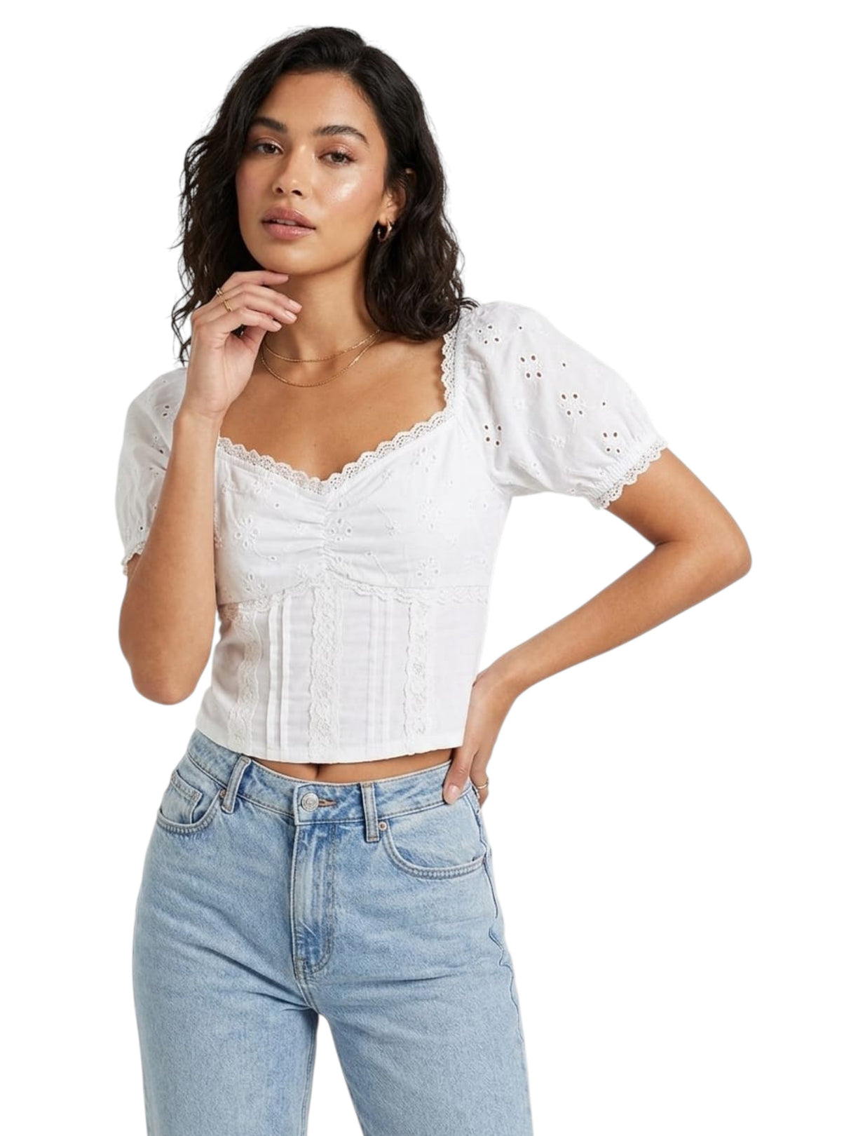 Image for Women's Textuerd Top,White