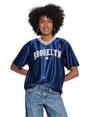 Image for Women's Printed Shiny Top,Navy