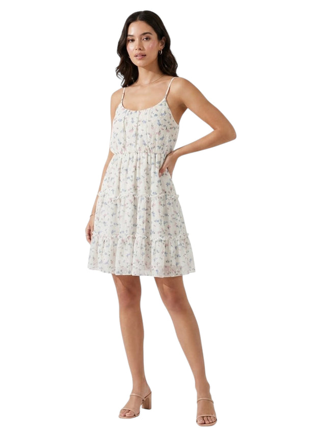 Image for Women's Printed Ruffled Dress,Off White