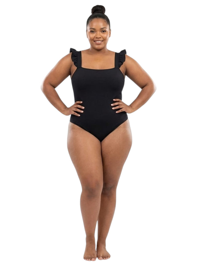 Image for Women's Plain Solid One Pieces Swimsuit,Black