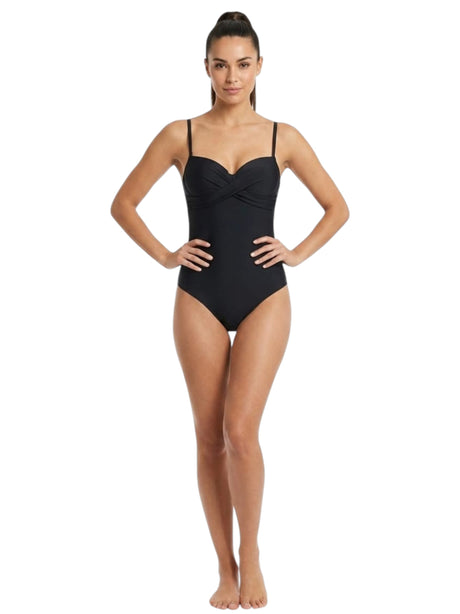 Image for Women's Plain Sloid One Pieces Swimsuit,Black