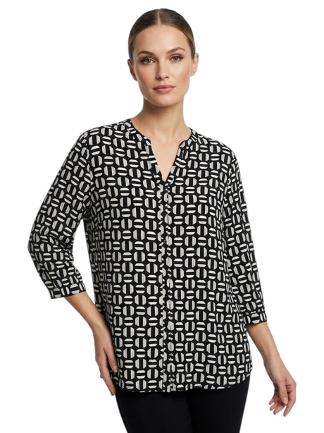 Image for Women's Printed Dress-Shirt,Black