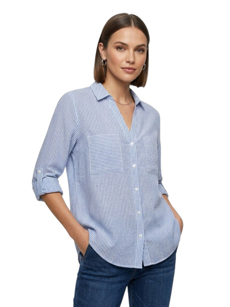 Image for Women's Stripped Dress-Shirt,Blue