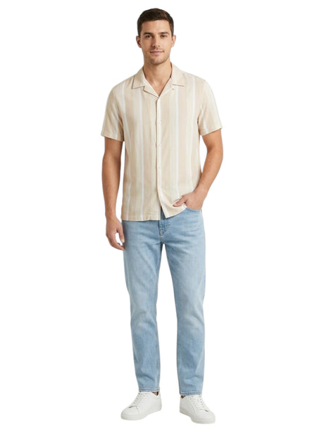 Image for Men's Stripped Dress-Shirt,Beige