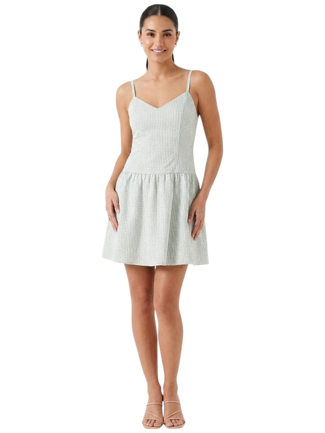 Image for Women's Plaid Dress,White/Light Blue
