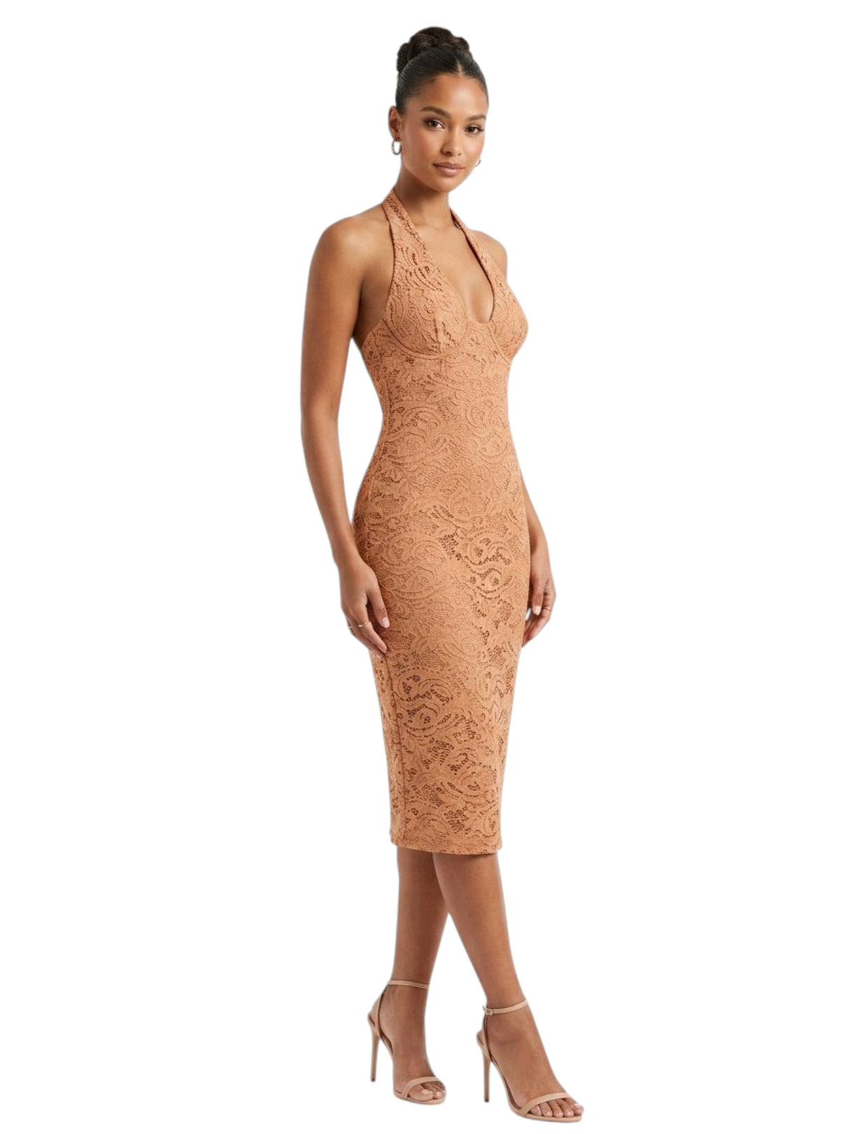 Image for Women's Plain Lace Dress,Dusty Orange