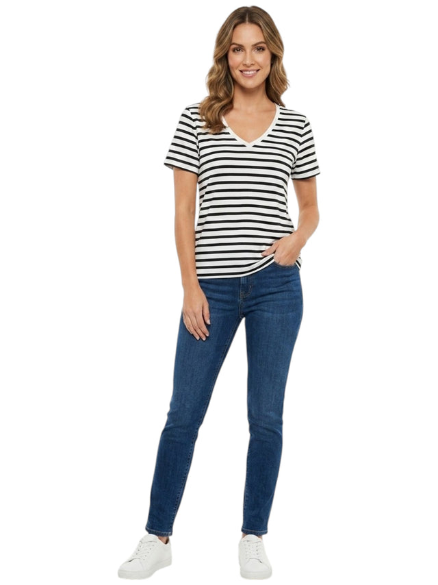 Image for Women's Striped Top,Black/White
