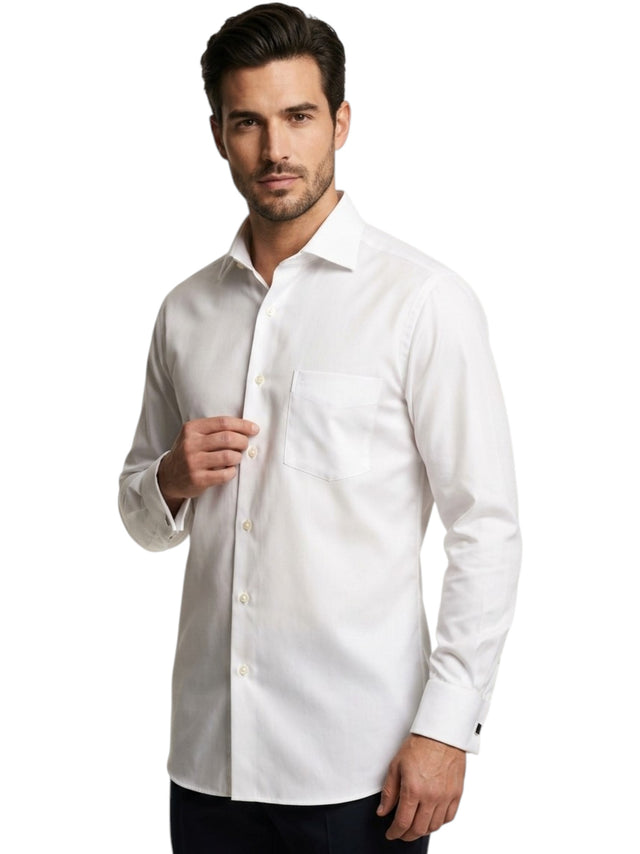 Image for Men's Plain Solid Dress Shirt,White