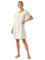 Image for Women's Plain Flutter Sleeve Tie Dress,Light Beige