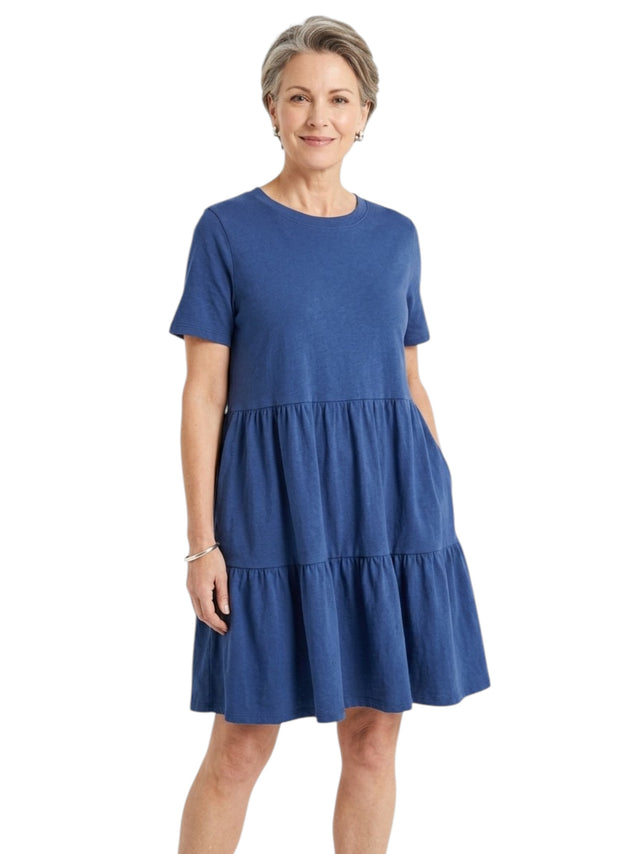 Image for Women's Plain Solid Dress,Navy Blue
