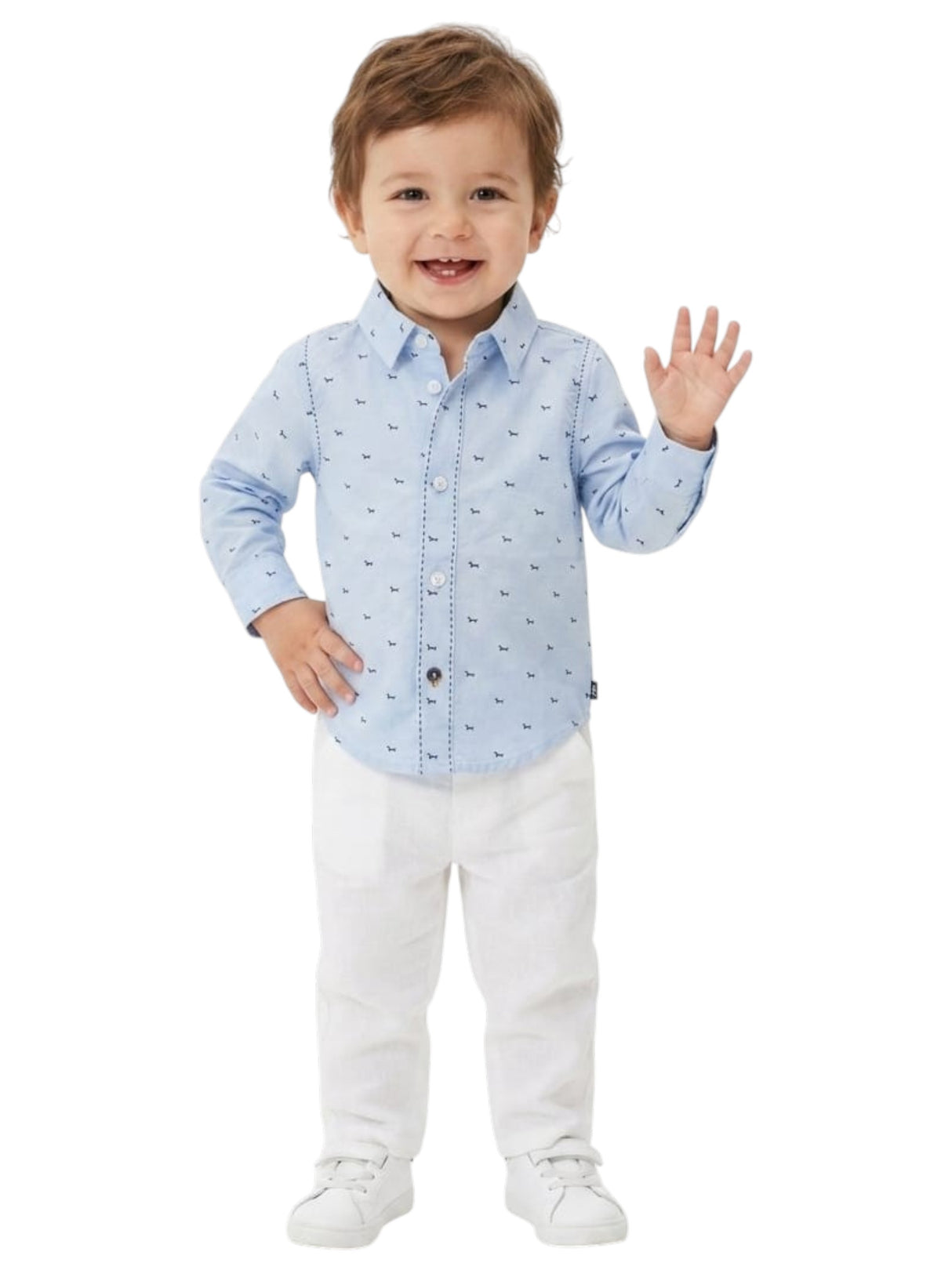 Image for Kids Boy's Printed Dress Shirt,Light Blue