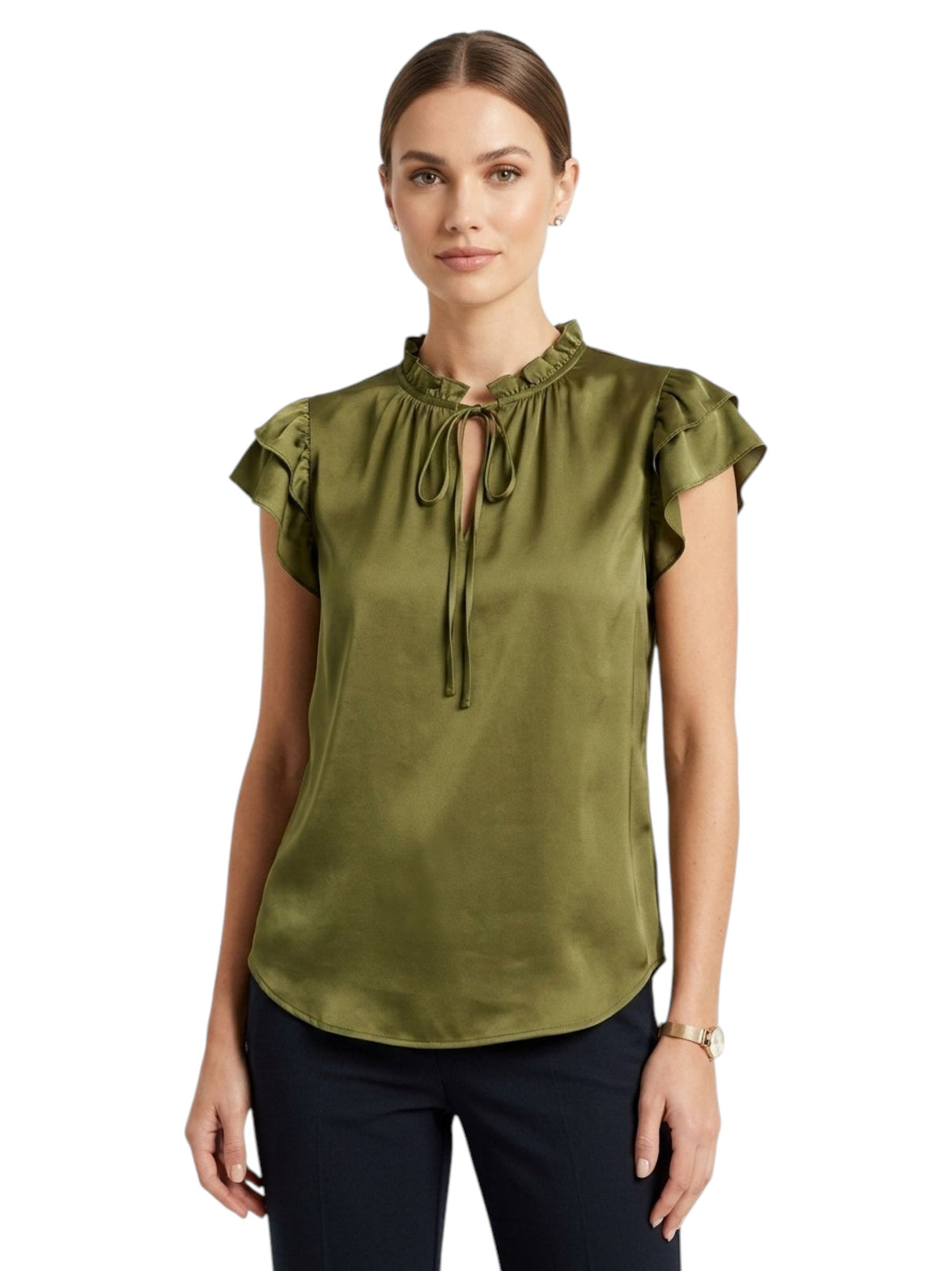Image for Women's Plain Solid Top,Olive