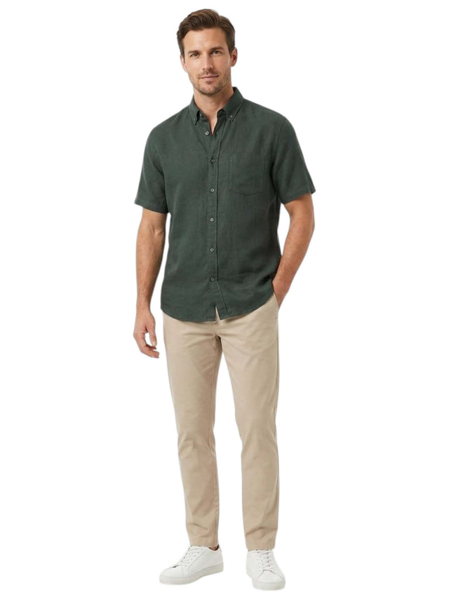 Image for Men's Plain Solid Dress Shirt,Olive