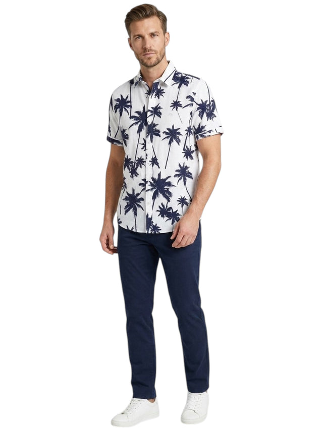 Image for Men's Printed Dress Shirt,Navy/White