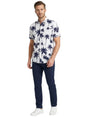 Image for Men's Printed Dress Shirt,Navy/White