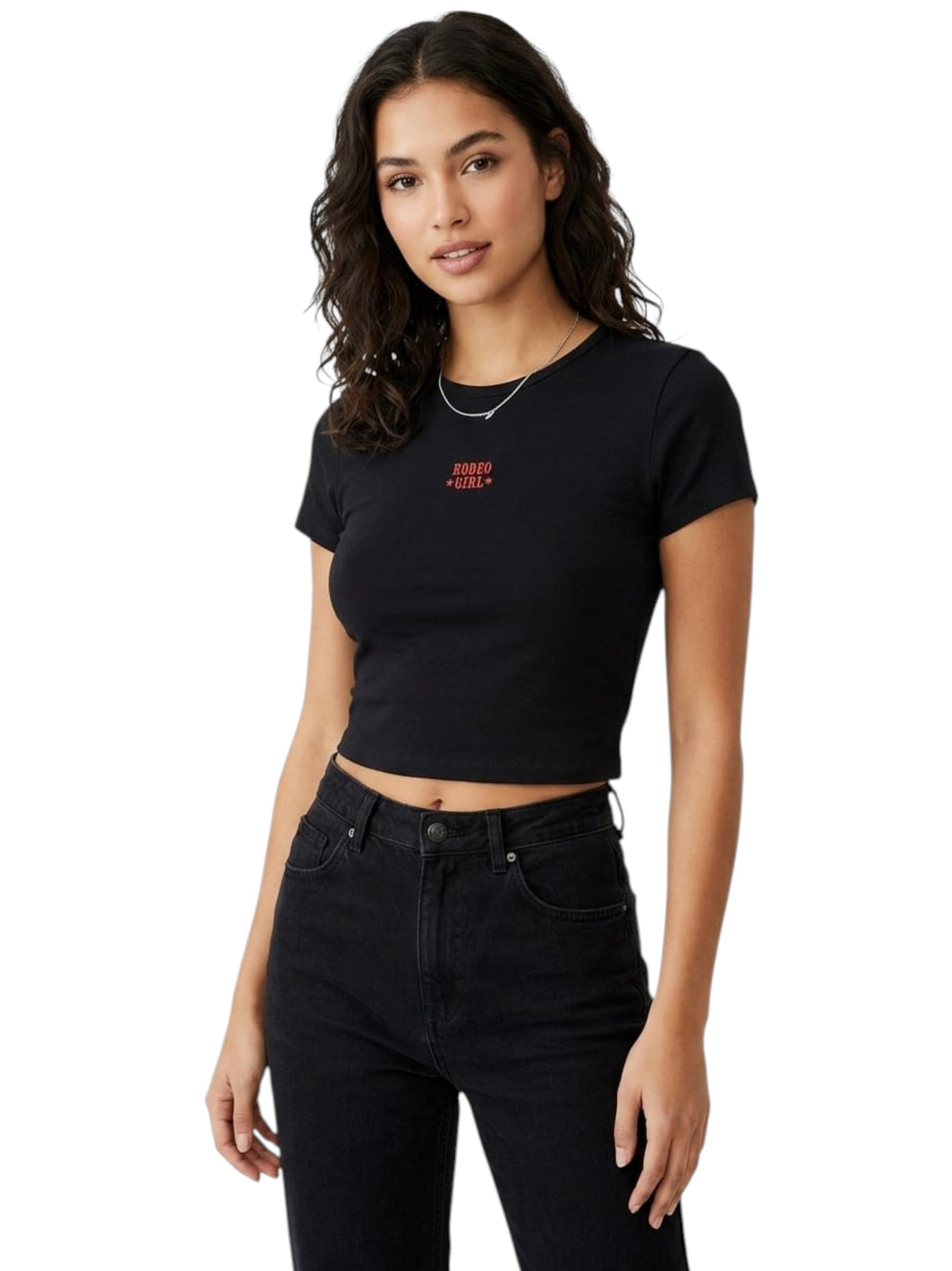Image for Women's Printed Crop Top,Black