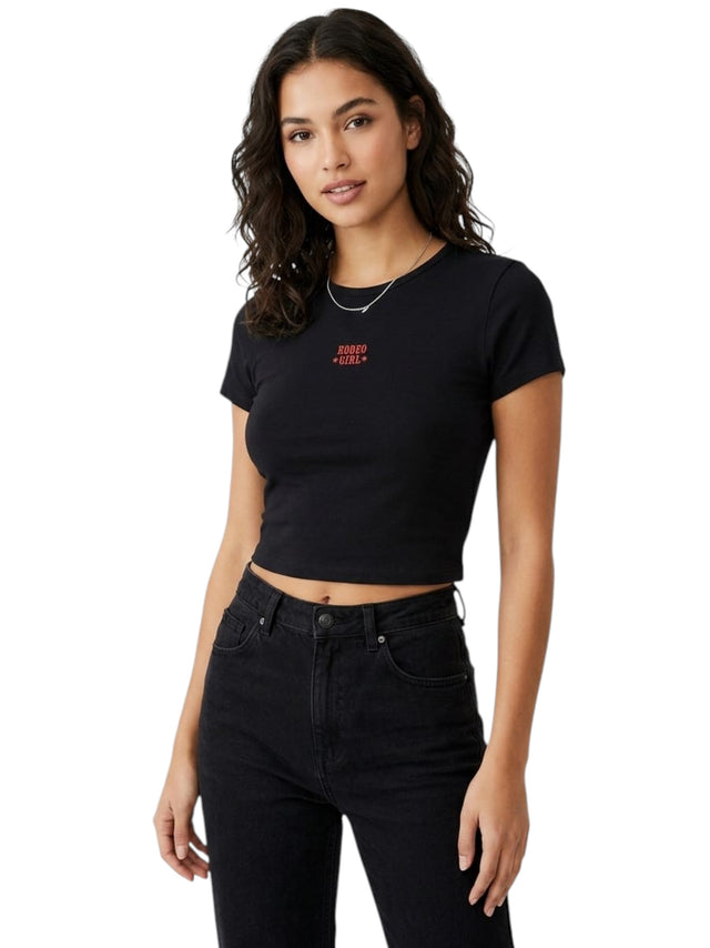 Image for Women's Printed Crop Top,Black