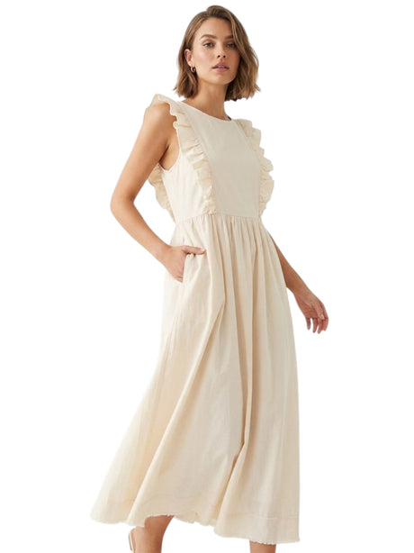 Image for Women's Plain Solid Dress,Beige
