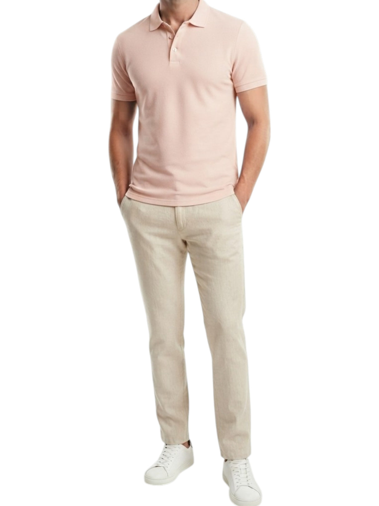 Image for Men's Textured Polo T-Shirt,Light Pink