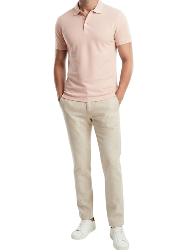Image for Men's Textured Polo T-Shirt,Light Pink