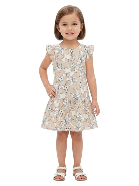 Image for Kids Girl's Printed Dress,Beige