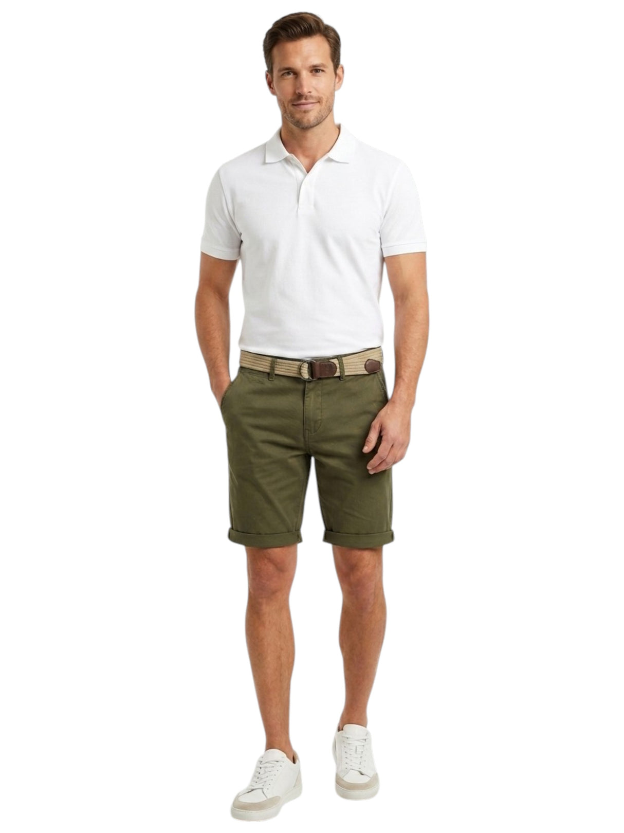 Image for Men's plain Short&Belt,Olive