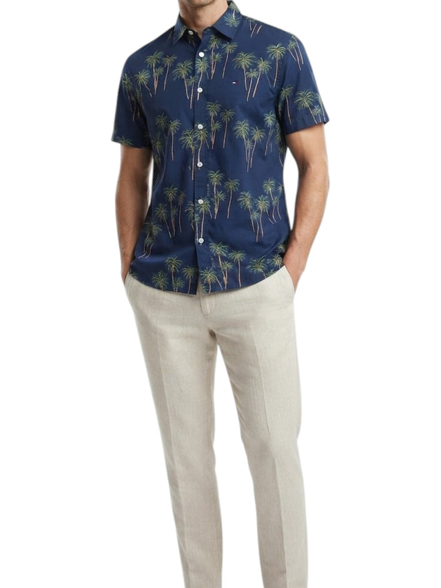 Image for Men's Printed Dress Shirt,Navy