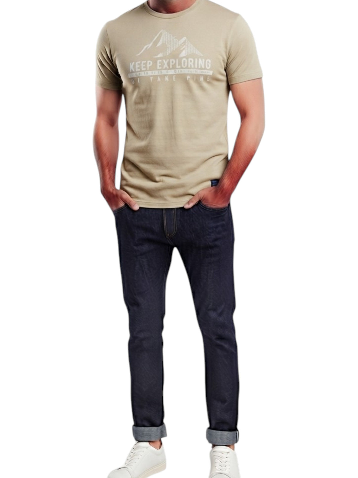 Image for Men's Printed Top,Light Beige