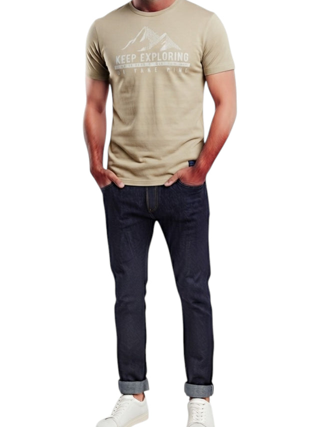 Image for Men's Printed Top,Light Beige