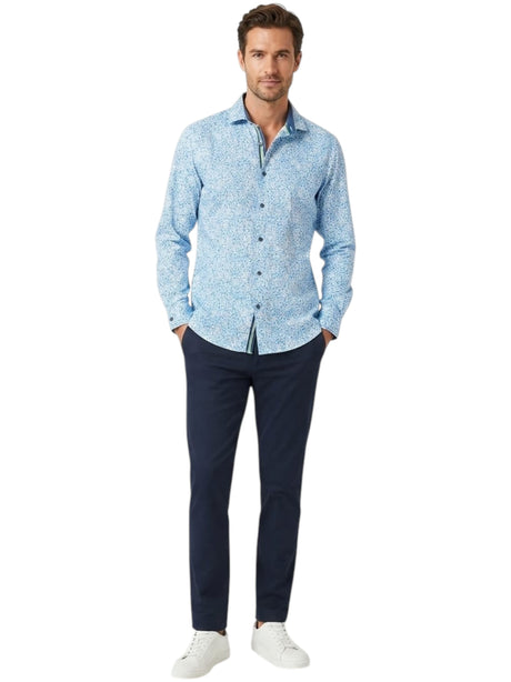 Image for Men's Printed Dress Shirt,Blue 