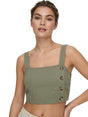 Image for Women's Plain Crop Top,Olive