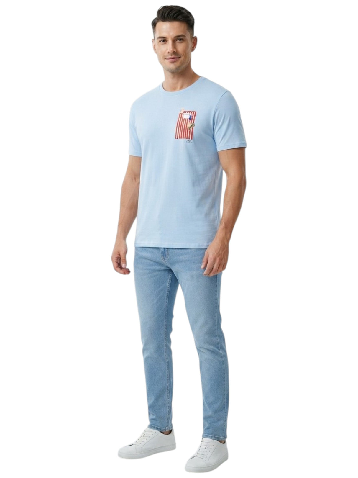 Image for Men's Printed Top,Blue 