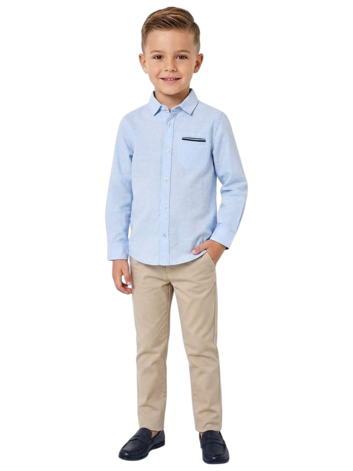 Image for Kids Boy's Plain Solid Dress Shirt,Light Blue