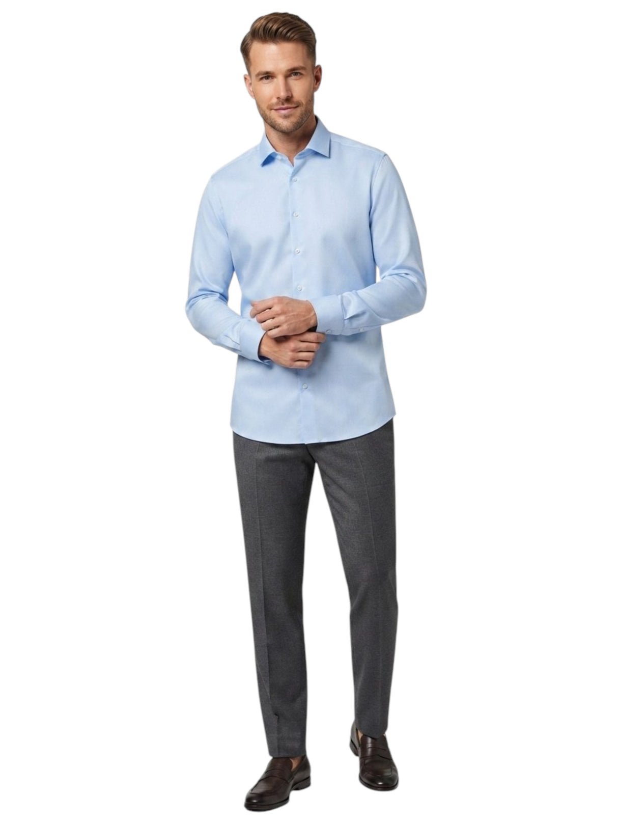 Image for Men's Plain Dress Shirt,Blue