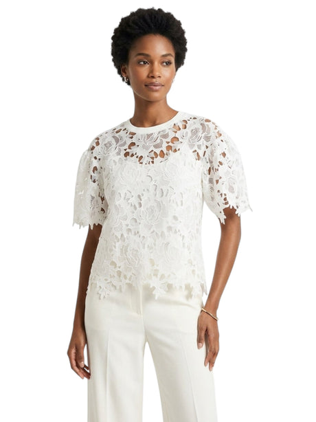 Image for Women's Lace Accent Top,White