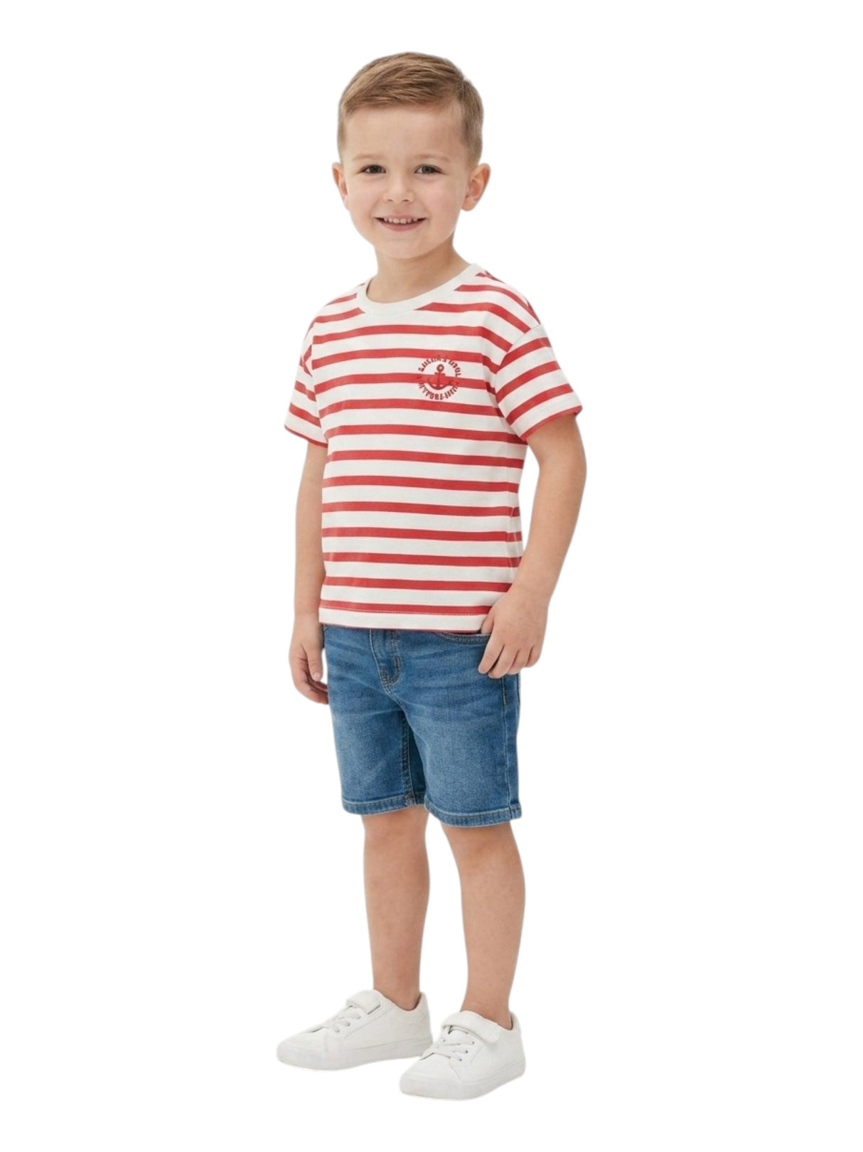 Image for Kids Girl's Stripped Top,White/Red