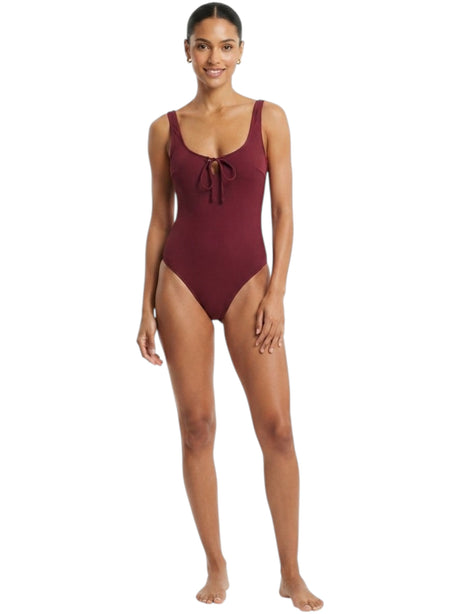 Image for Women's Ribbed One Pieces Swimsuit,Burgandy