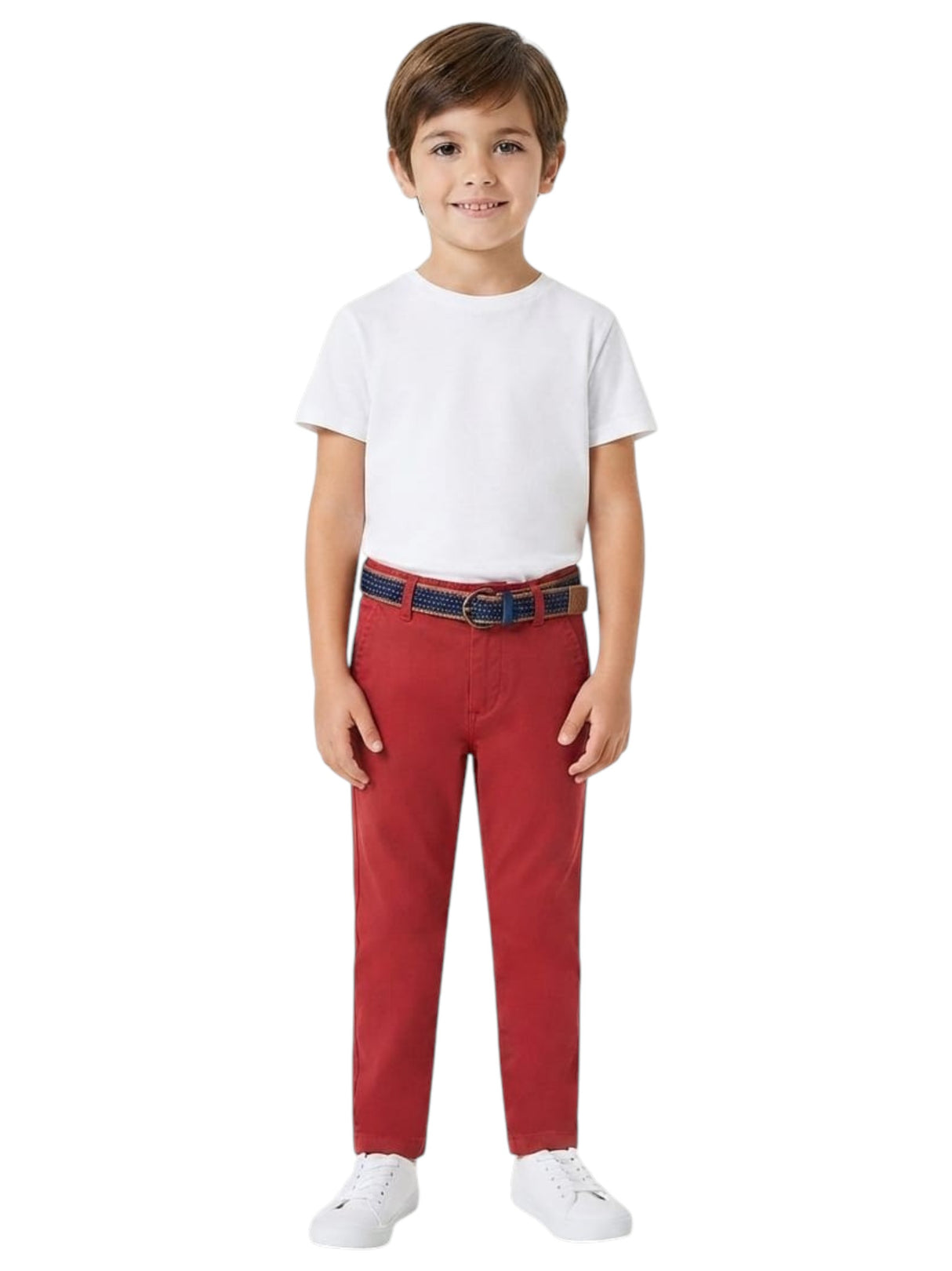 Image for Kids Boy's Plain Solid Pant With Belt,Red