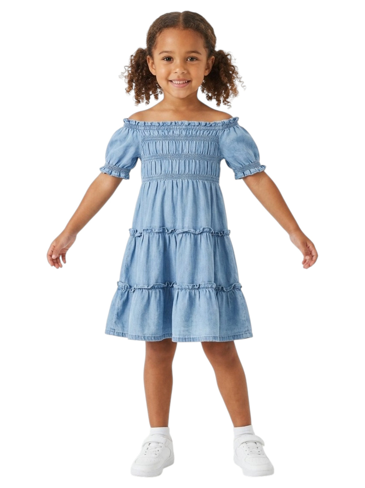Image for Kids Girl's Plain Denim Dress,Dusty Blue