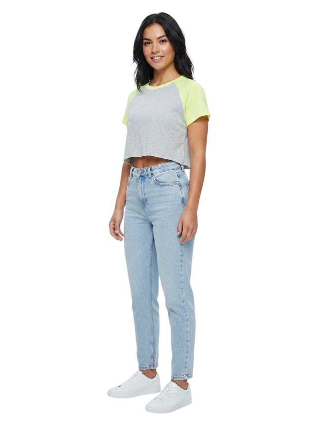 Image for Women's Colorblocked Top,Grey/Light Green