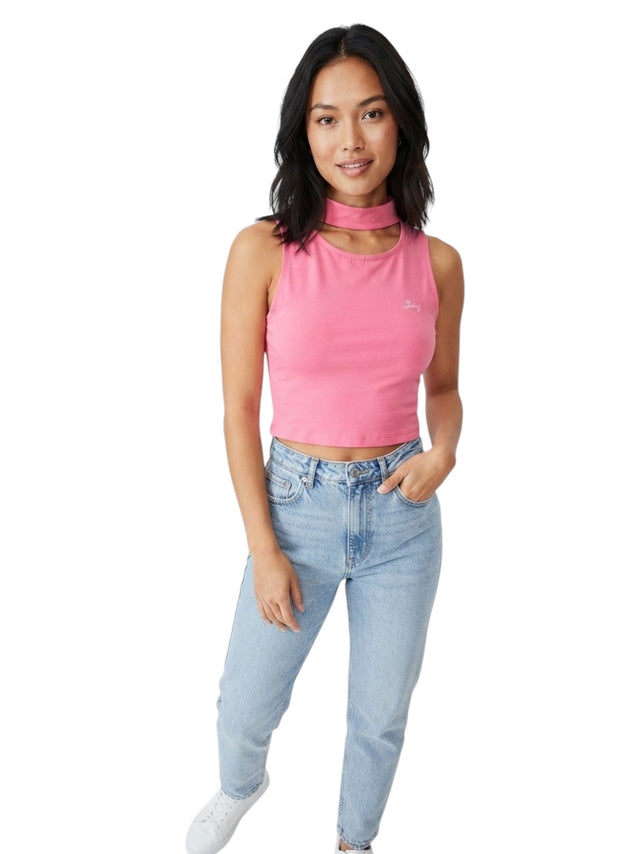 Image for Women's Plain Crop Top,Hot Pink