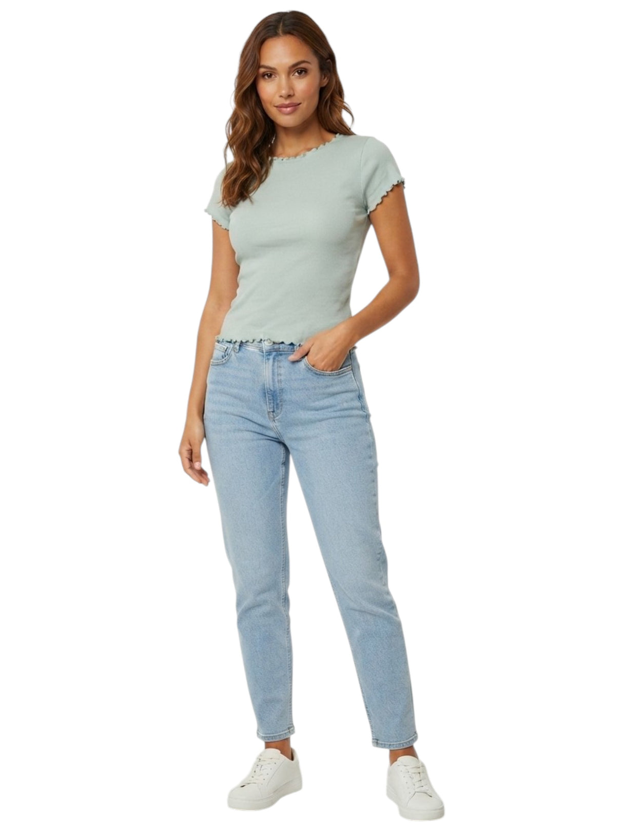 Image for Women's Ribbed Top,Mint Green