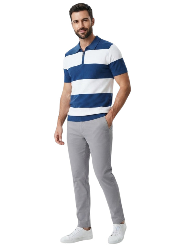 Image for Men's Textured Polo Top,Navy/White