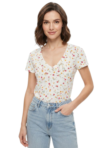 Image for Women's Floral Printed Top,White